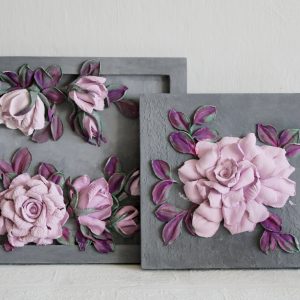Home 1167 Set of 2 flower paintings, home decor, floral gift idea, sculpture painting.