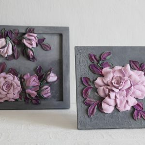 Home 1168 Set of 2 flower paintings, home decor, floral gift idea, sculpture painting.