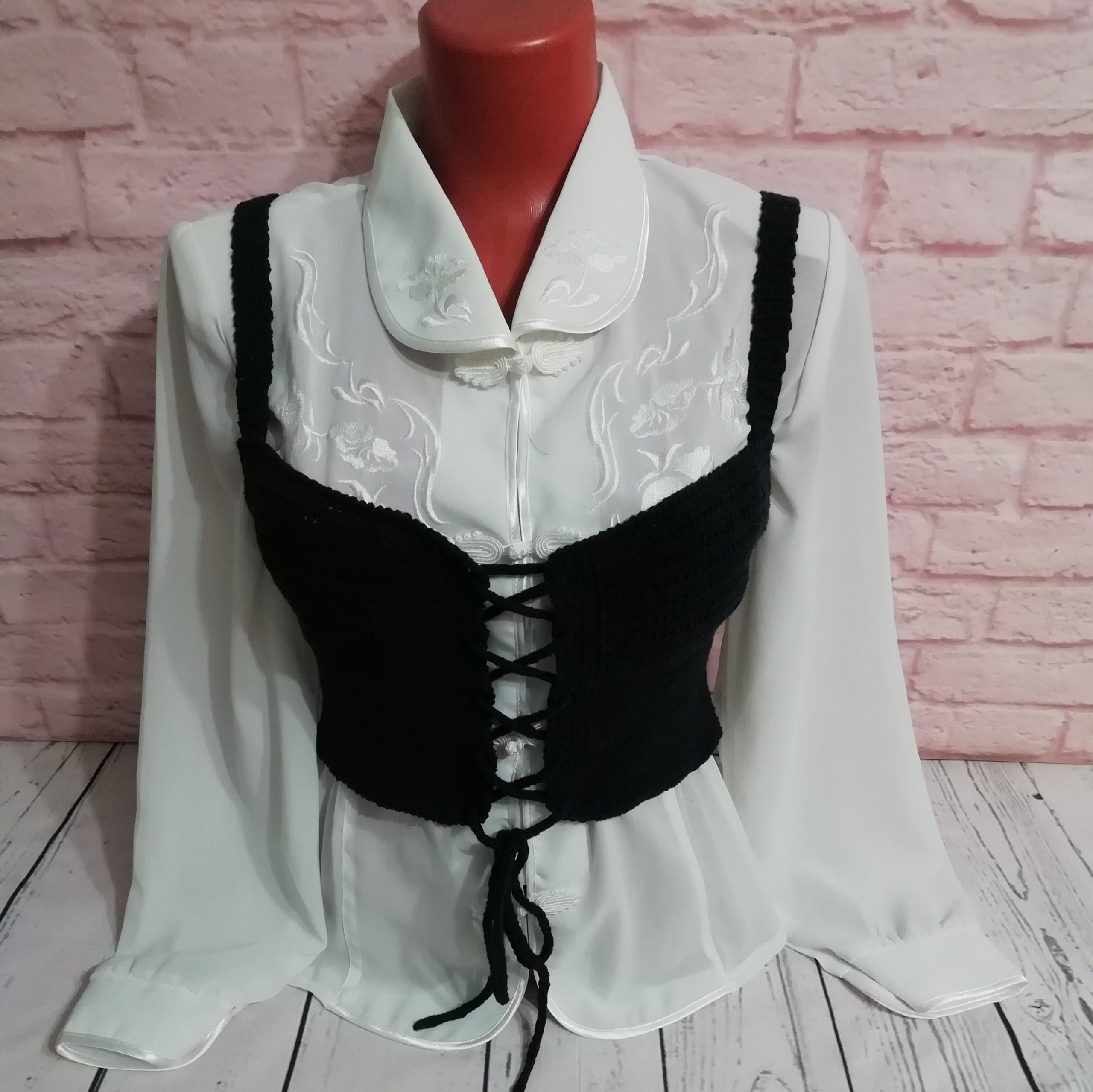 XX Y H&M CROCHET-DETAIL T-SHIRT BLOUSE TOP BUSTIER CORSET WHITE M MEDIUM 10  6 38