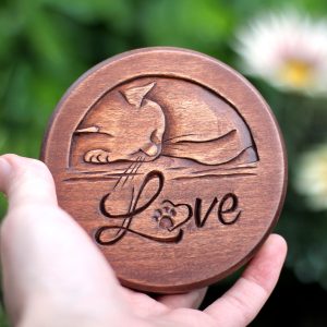 Handmade Marketplace 656 Carved wood urn for a cat, Custom, Personalization urn