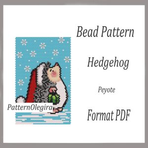 HEDGEHOG bead pattern PDF file Beaded hedgehog peyote Tapestry bead pattern Christmas Olegirabeadpatterns