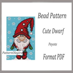 CUTE DWARF bead pattern PDF file Beaded Dwarf peyote Tapestry bead pattern Christmas Olegirabeadpatterns