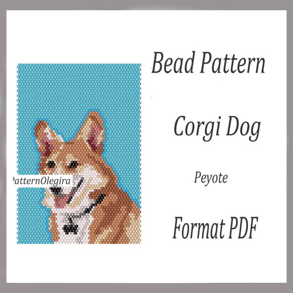 CORDGI DOG bead pattern PDF file Beaded Dogs peyote Tapestry bead pattern Dogs Olegirabeadpatterns