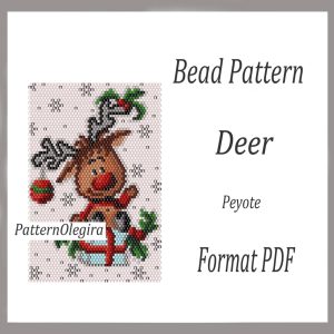 DEER bead pattern PDF file Beaded peyote Tapestry bead pattern Christmas Olegirabeadpatterns