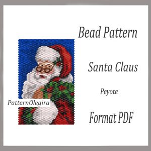 SANTA CLAUS bead pattern PDF file Beaded Santa Claus peyote Tapestry bead pattern Christmas Olegirabeadpatterns