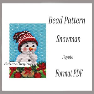 SNOWMAN bead pattern PDF file Beaded peyote Tapestry bead pattern Christmas Olegirabeadpatterns