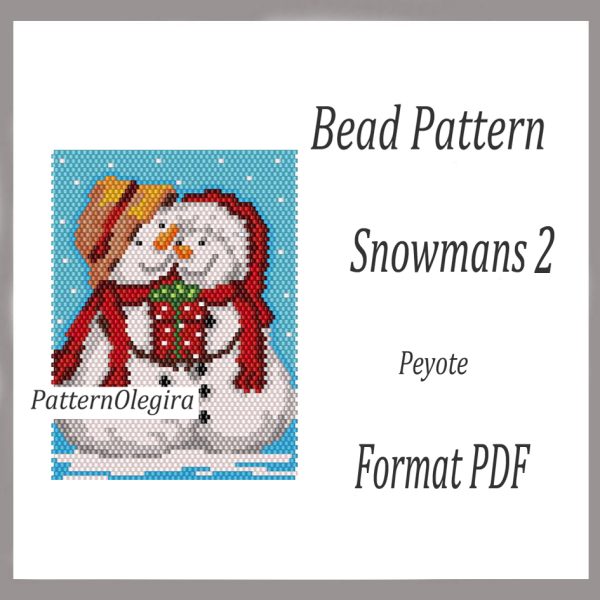 SNOWMANS 2 bead pattern PDF file Beaded peyote Tapestry bead pattern Christmas Olegirabeadpatterns