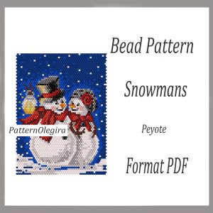 SNOWMANS bead pattern PDF file Beaded peyote Tapestry bead pattern Christmas Olegirabeadpatterns