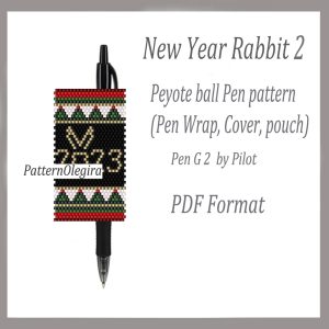 Home 1190 NEW YEAR RABBIT 2 Bead pattern PDF file Bead cover pen Bead pen wraps Beading pattern Christmas patterns Olegirabeadpatterns