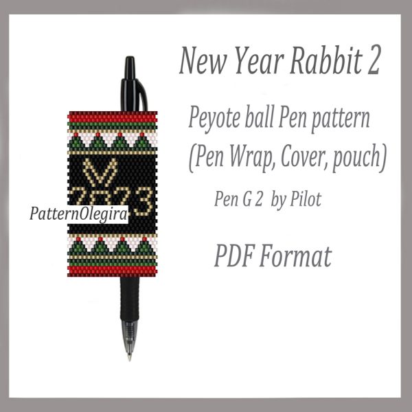 NEW YEAR RABBIT 2 Bead pattern PDF file Bead cover pen Bead pen wraps Beading pattern Christmas patterns Olegirabeadpatterns