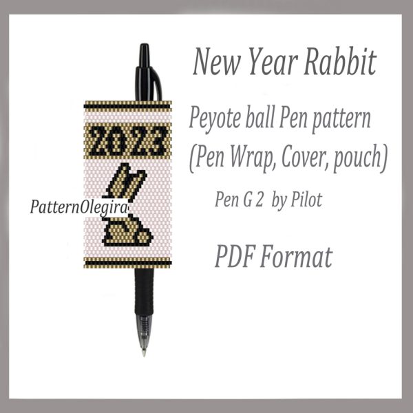 NEW YEAR RABBIT Bead pattern PDF file Bead cover pen Bead pen wraps Beading pattern Christmas patterns Olegirabeadpatterns