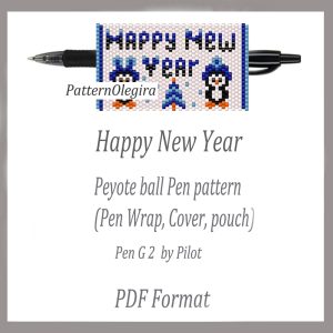 HAPPY NEW YEAR Bead pattern PDF file Bead cover pen Bead pen wraps Beading pattern Christmas patterns Olegirabeadpatterns