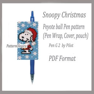 SNOOPY CHRISTMAS Bead pattern PDF file Bead cover pen Bead pen wraps Beading pattern Christmas patterns Olegirabeadpatterns