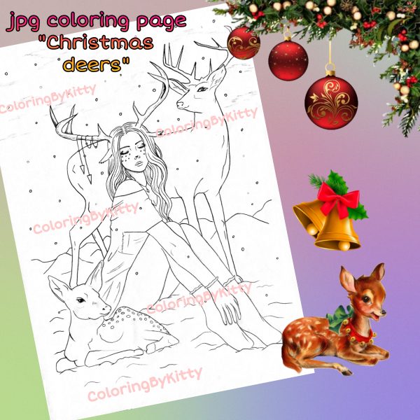 Coloring page "Christmas deers"