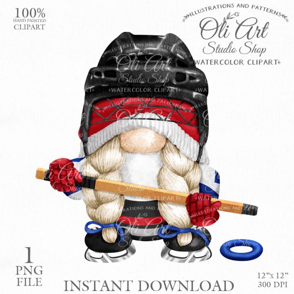 Ringette Gnome Clip Art. Sports Gnome. Cute Characters.