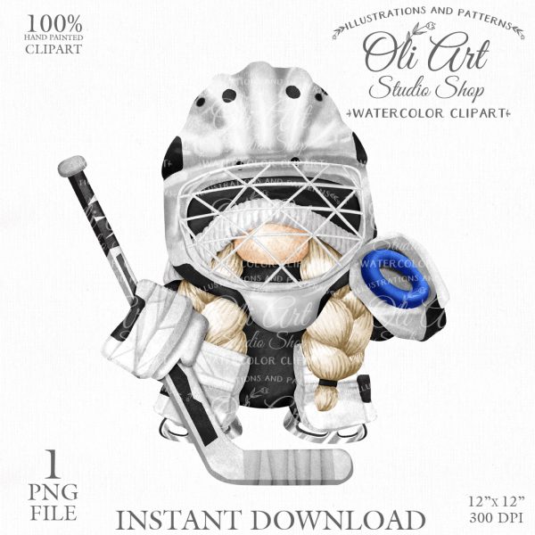 Ringette Goalie Gnome Clip Art. Sports Gnome. Cute Characters.