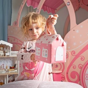cute gift for kid fabric doll house bag with miniature furniture