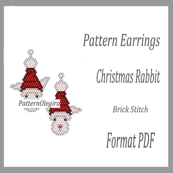 CHRISTMAS RABBIT Earrings bead pattern PDF file Beading patterns Christmas patterns Beading earrings Olegirabeadpatterns