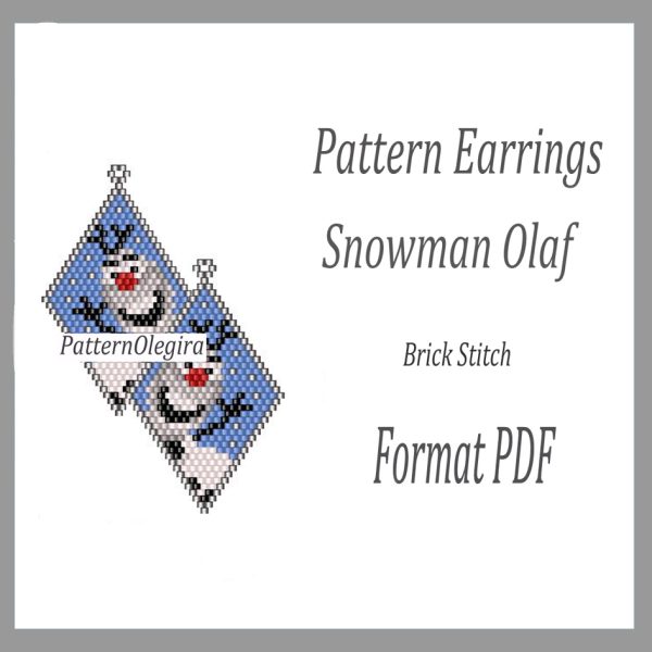 SNOWMAN OLAF Earrings bead pattern PDF file Beading patterns Christmas patterns Beading earrings Olegirabeadpatterns