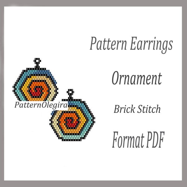 ORNAMENT Bead earrings pattern Beaded ornament pattern Brick stitch pattern Olegirabeadpatterns