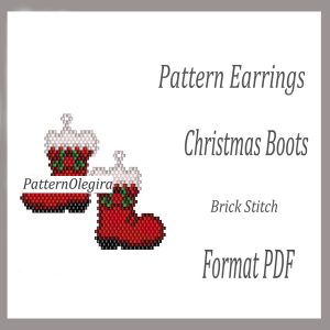 CHRISTMAS BOOTS Earrings bead pattern PDF file Beading patterns Christmas patterns Beading earrings Olegirabeadpatterns