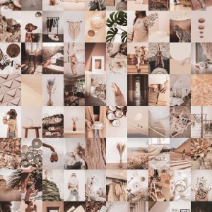 100 PCS Beige neutral aesthetic wall collage kit download