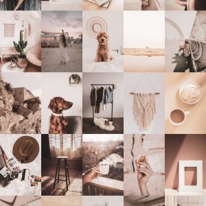 100 PCS Beige neutral aesthetic wall collage kit download