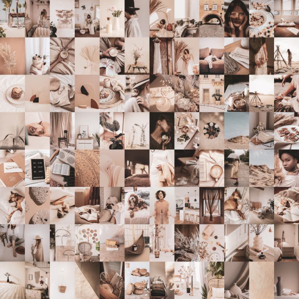 96 PCS Boho aesthetic wall collage kit digital download
