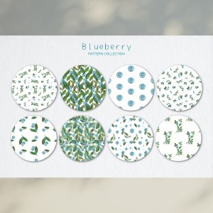 Watercolor Blueberry Seamless Pattern.Blueberries.Digital Berry Paper Pack.Forest Berries.Green Leaves