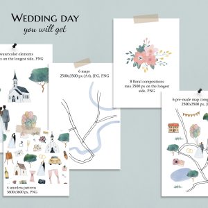 wedding map creator watercolor clipart