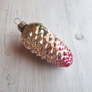 Cone big Christmas Tree ornament vintage – Soviet old New Year toy decor thick glass