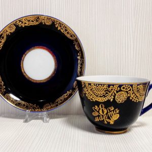 Soviet Vintage Lomonosov Cobalt Blue Coffee Teacup. Porcelain LFZ