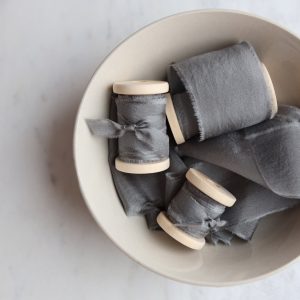 Graphite Silk Ribbon - KrasnovaSilk