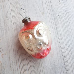 owl thick glass christmas ornament vintage