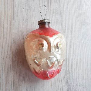 Vintage Russian glass Christmas ornament Owl – Soviet New Year Tree decor toy thick glass