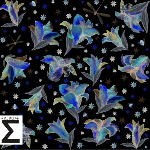 Seamless Pattern Floral design Nature - Lilies Bees Dragonflies Stars Digital wallpaper & fabric Endless Background DIY