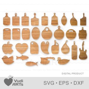 Cutting kitchen boards, 30 Shapes SVG, Eps, Dxf, Ai. Boards for serving dishes, board for bread