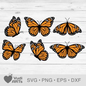 Monarch Butterfly SVG layered cut files for Cricut, Silhouette, vector clipart, svg, png, eps, dxf