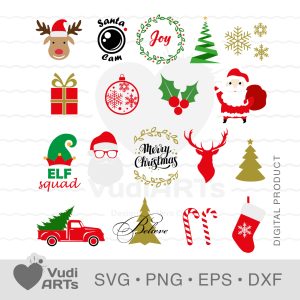 Merry Christmas bundle SVG | Christmas decor | laser cut file for Cricut, Silhouette, vinyl cutting file | Vector clipart