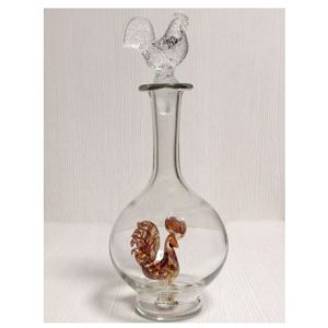 Vintage Decanter Colored Cockerel inside. Carafe for Vodka