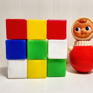 Soviet Vintage toy Colored Cubes. Set Plastic blocks