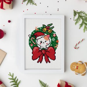 Christmas wreath cross stitch pattern PDF