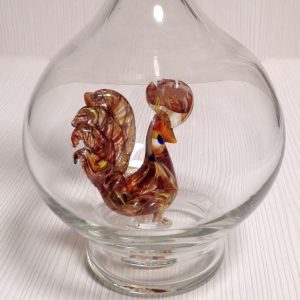 Vintage Decanter Colored Cockerel inside. Carafe for Vodka