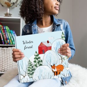 winter forest clipart, watercolor Christmas woodland animals illustrations