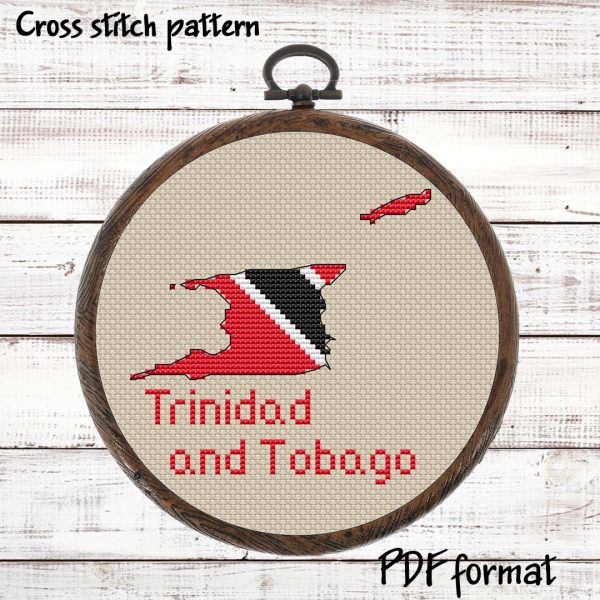 Trinidad and Tobago map cross stitch