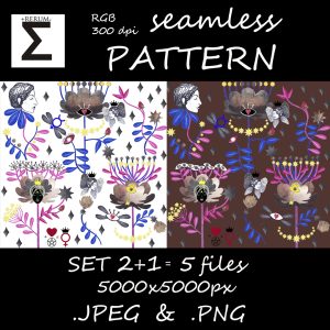 Seamless pattern Magic garden Flower astrology Stars eyes Design fabric Digital wallpaper Endless background Craft DIY