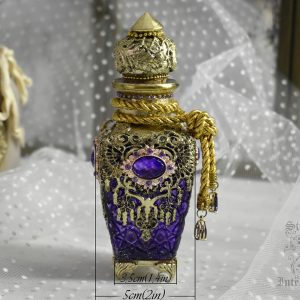 Lilac glass bottle for perfumes or aromatic oils dressing table decoration