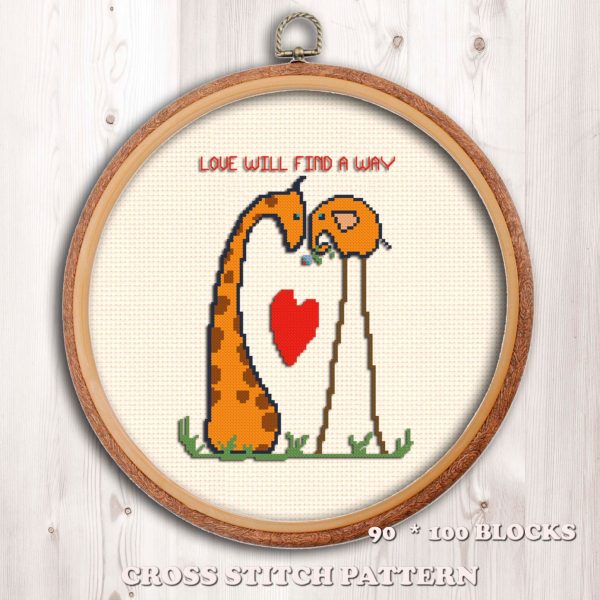 Flames of love cross stitch pattern