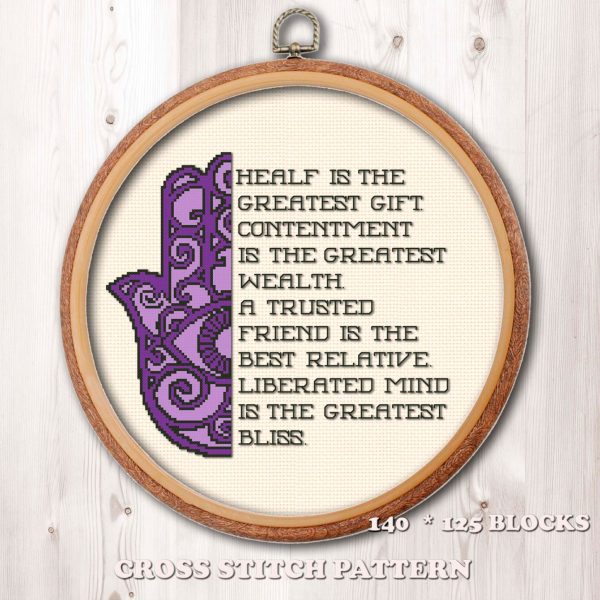 Hamsa hand cross stitch