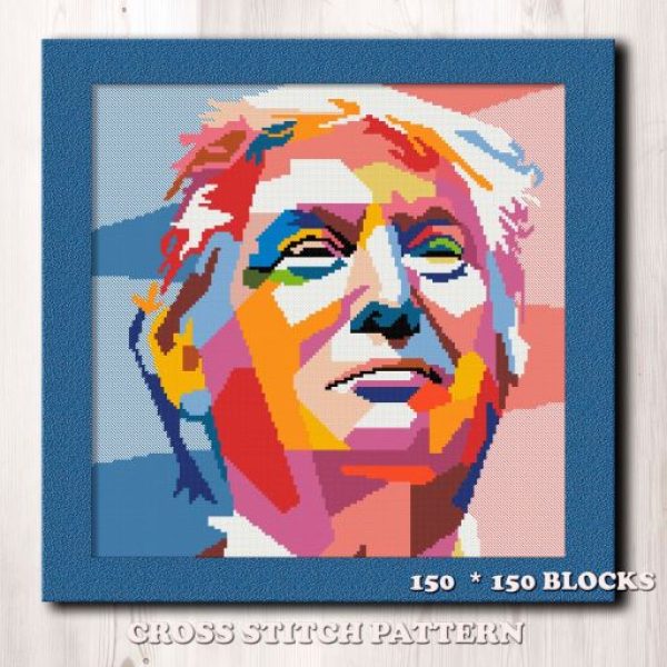 Donald Trump cross stitch